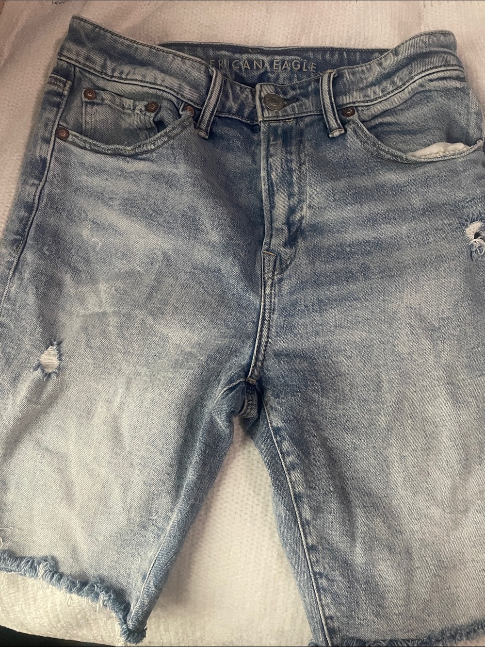 American Eagle Light Blue Washed Denim Shorts